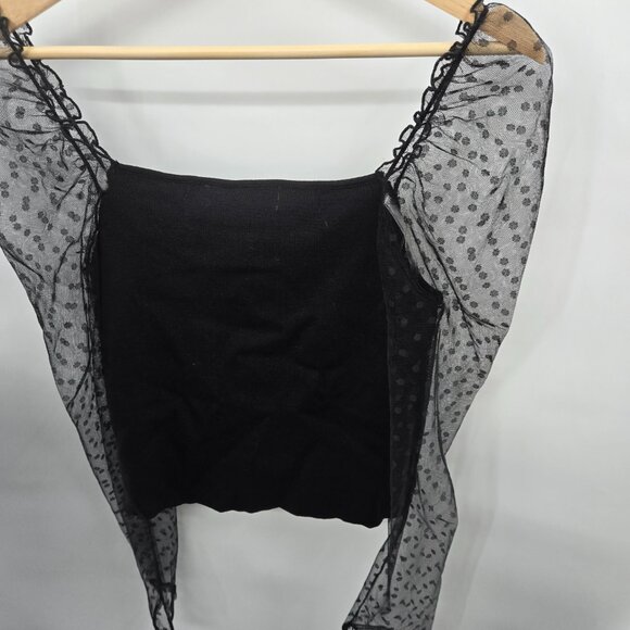 Petal and Pup Black Polka Dot Sheer Square Neckline Sleeves XL - Picture 2 of 12